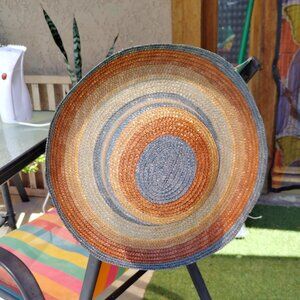 Tropical Trends Striped Fall Colors Brimmed Straw Sunhat Festival Boho Gypsy